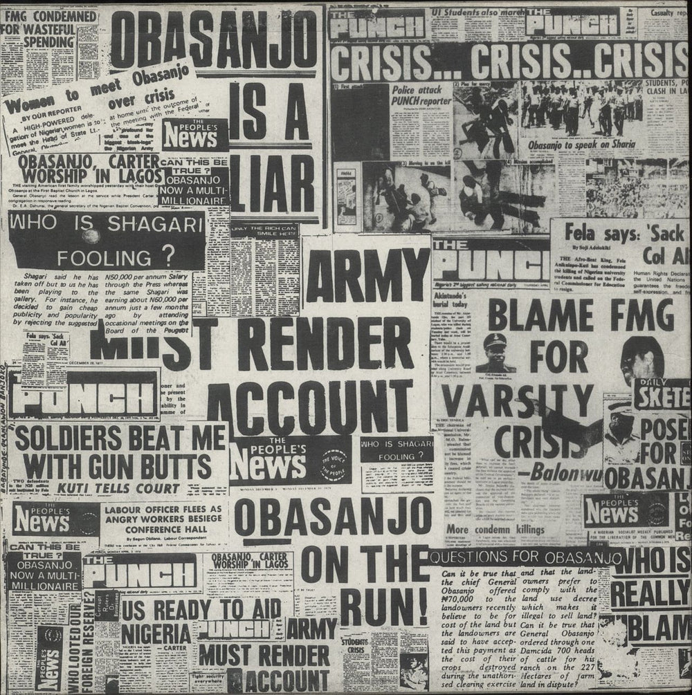 Fela Kuti Coffin For Head Of State UK vinyl LP album (LP record)