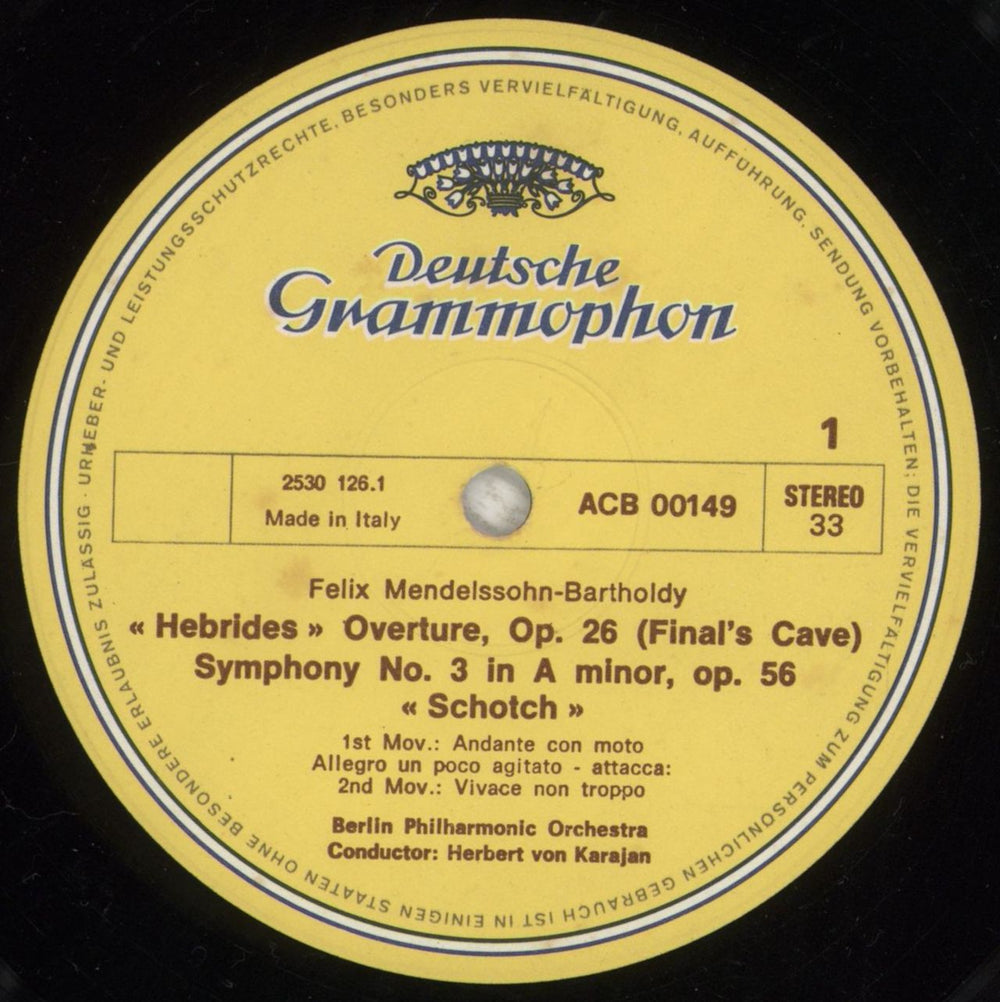 Felix Mendelssohn Mendelssohn: Symphonie Nr. 3 »Schottische« • Hebriden-Ouvertüre Italian vinyl LP album (LP record) M2BLPME854440