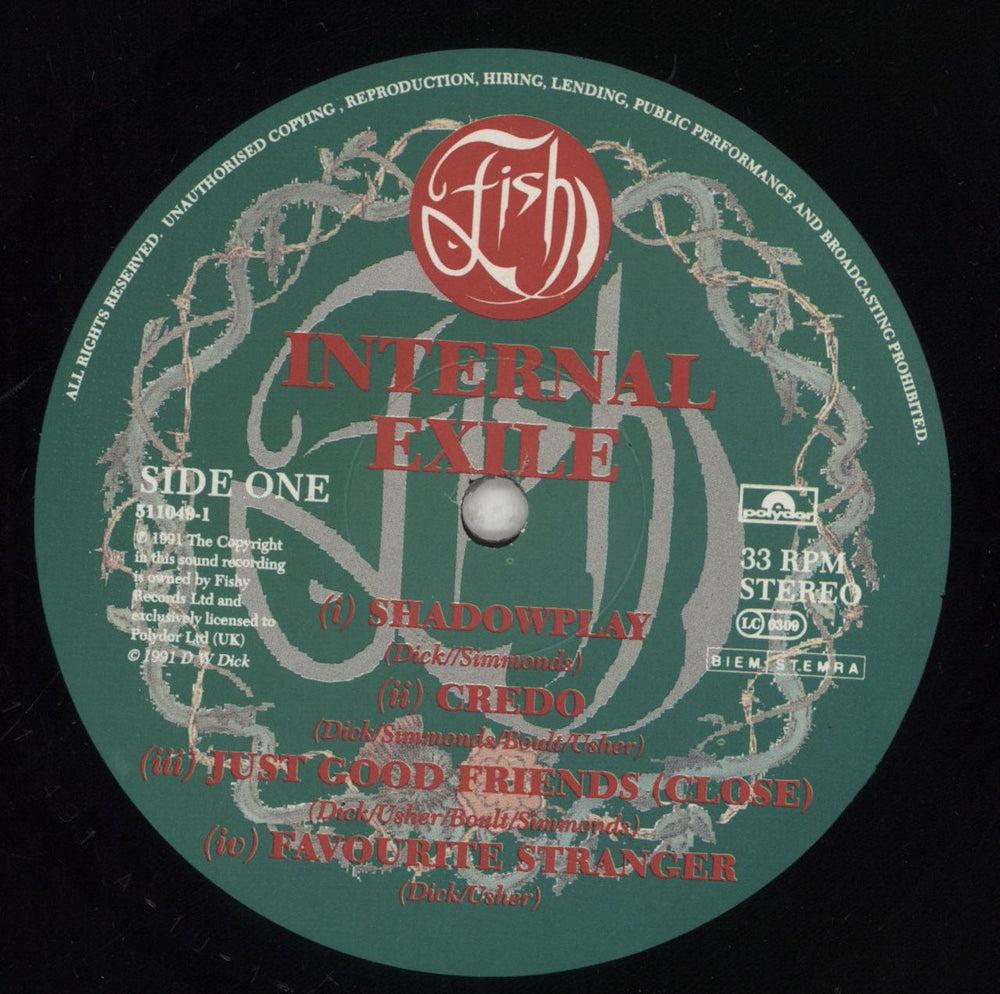 Fish Internal Exile UK vinyl LP album (LP record) FISLPIN854527