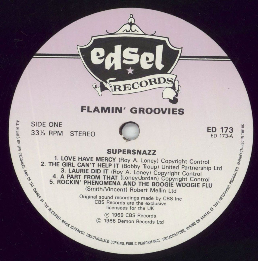 Flamin' Groovies Supersnazz UK vinyl LP album (LP record) FLALPSU692787