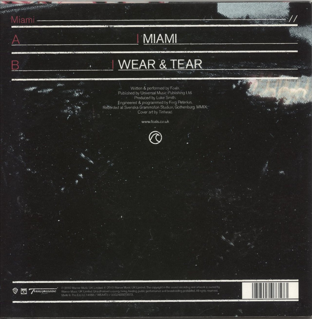Foals Miami UK 7" vinyl single (7 inch record / 45) 5052498073573