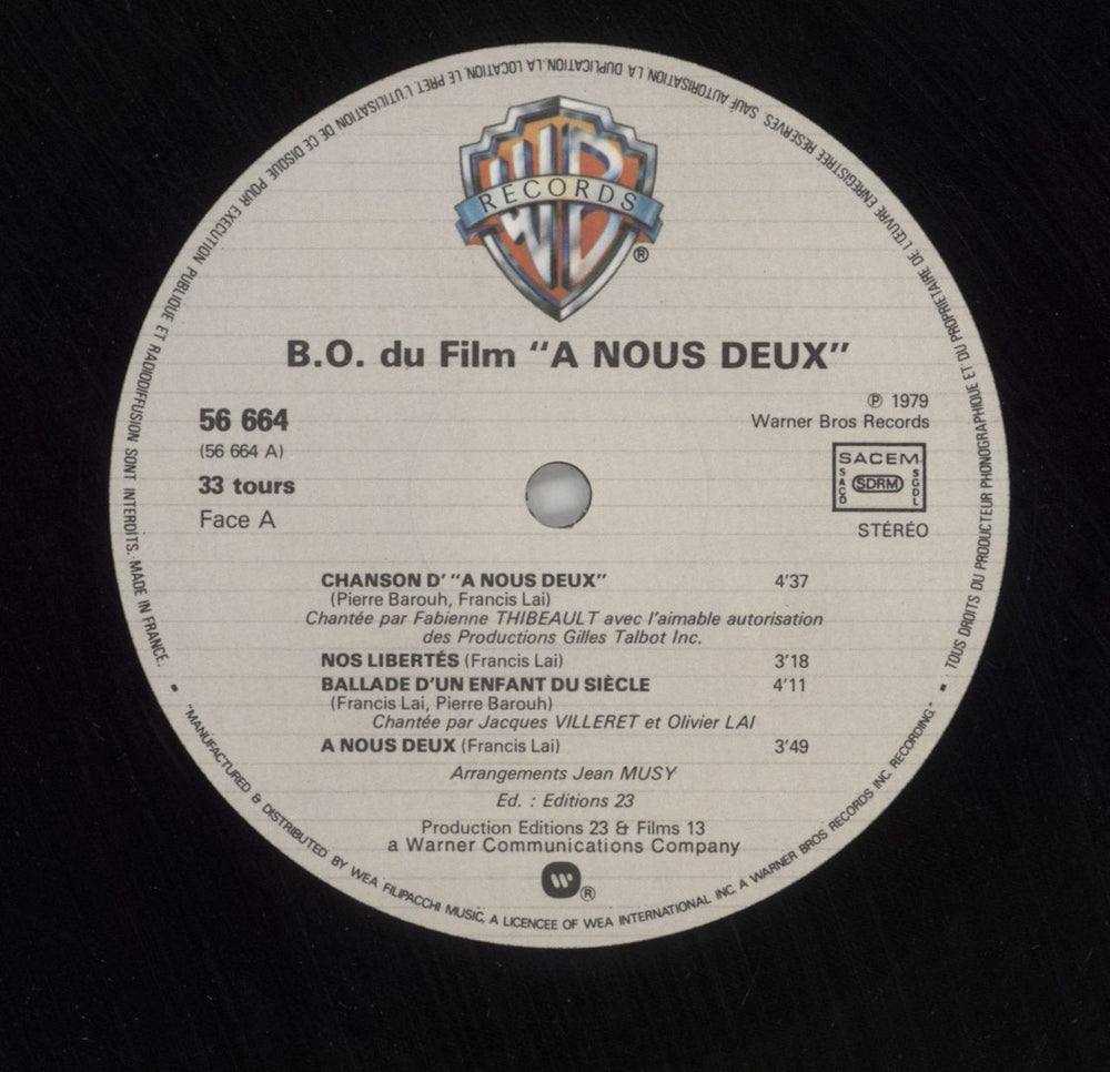 Francis Lai A Nous Deux French vinyl LP album (LP record) LAILPAN861860