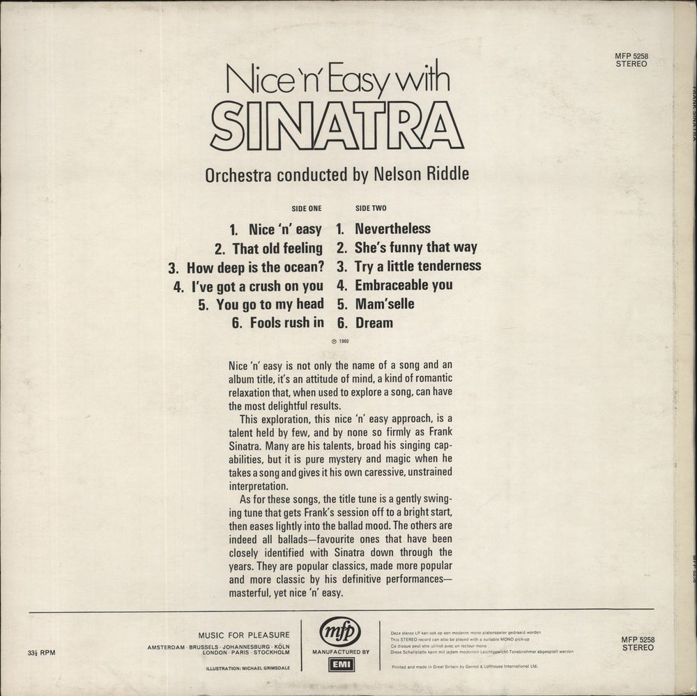 Frank Sinatra Nice 'n' Easy With Sinatra UK vinyl LP album (LP record)