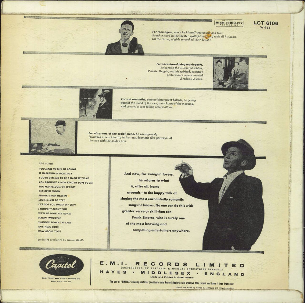 Frank Sinatra Songs For Swingin' Lovers - 2nd UK vinyl LP album (LP record)