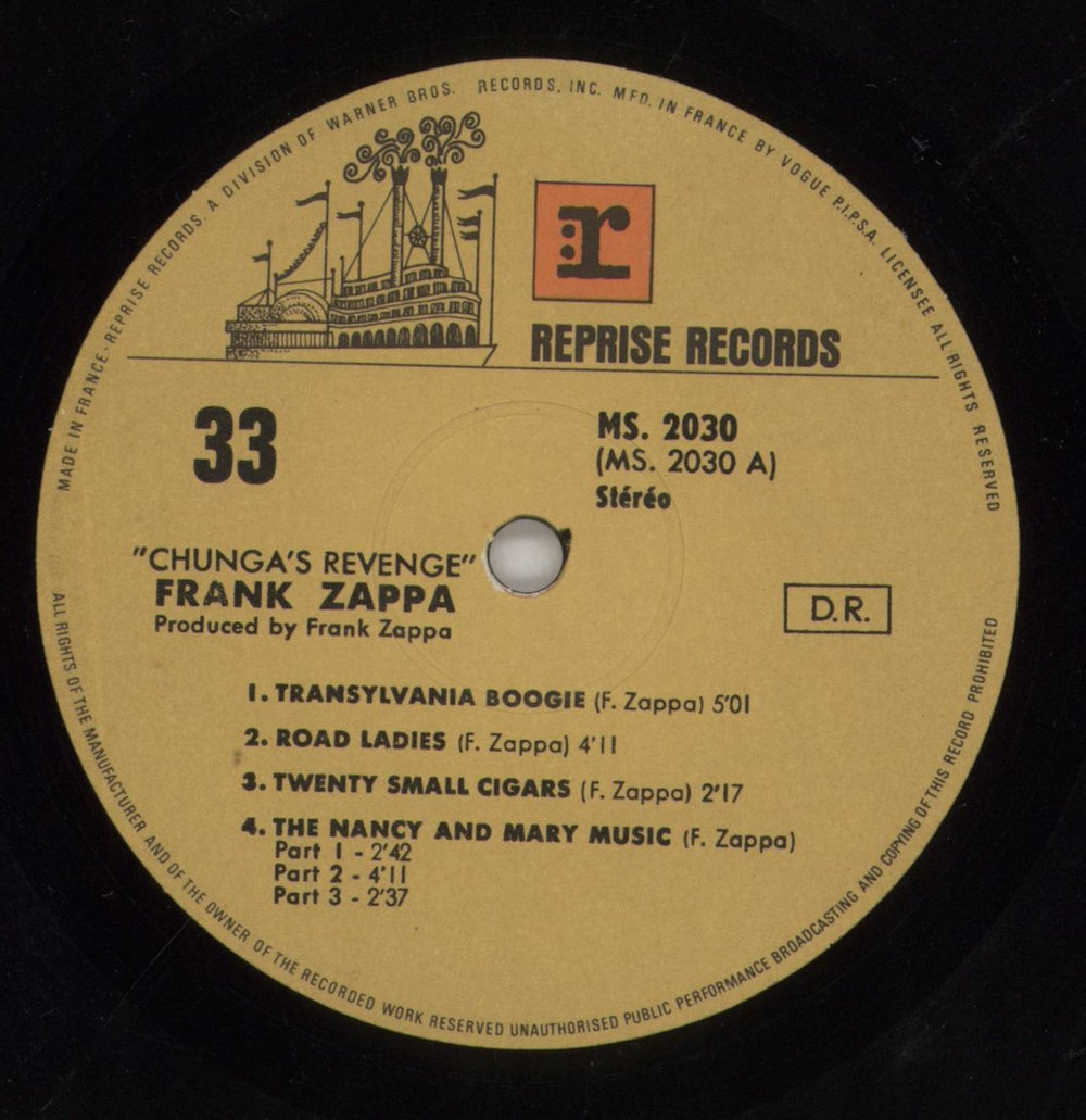 Frank Zappa Chunga's Revenge French vinyl LP album (LP record) ZAPLPCH857713