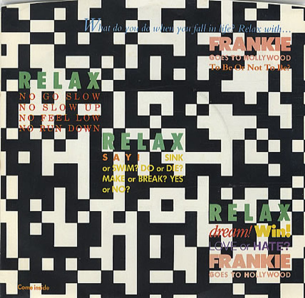 Frankie Goes To Hollywood Relax - Chequered Sleeve US 7" vinyl single (7 inch record / 45) 7-99805