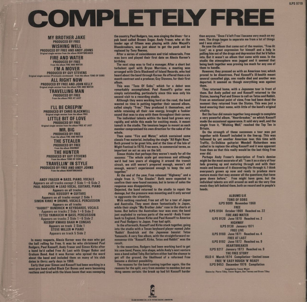 Free Completely Free - shrink UK vinyl LP album (LP record)