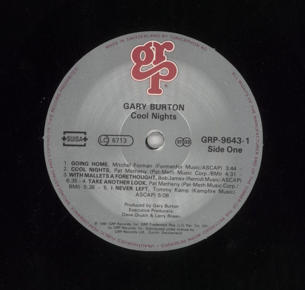 Gary Burton Cool Nights Swiss vinyl LP album (LP record) GB5LPCO859173