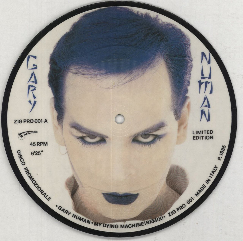 Gary Numan My Dying Machine + Insert Italian Promo 7" vinyl picture disc (7 inch picture disc single) ZIGPRO-001