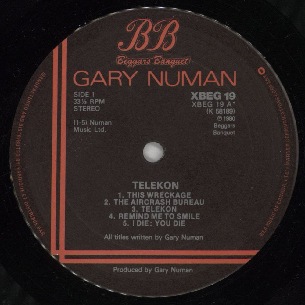 Gary Numan Telekon Canadian vinyl LP album (LP record) NUMLPTE860469