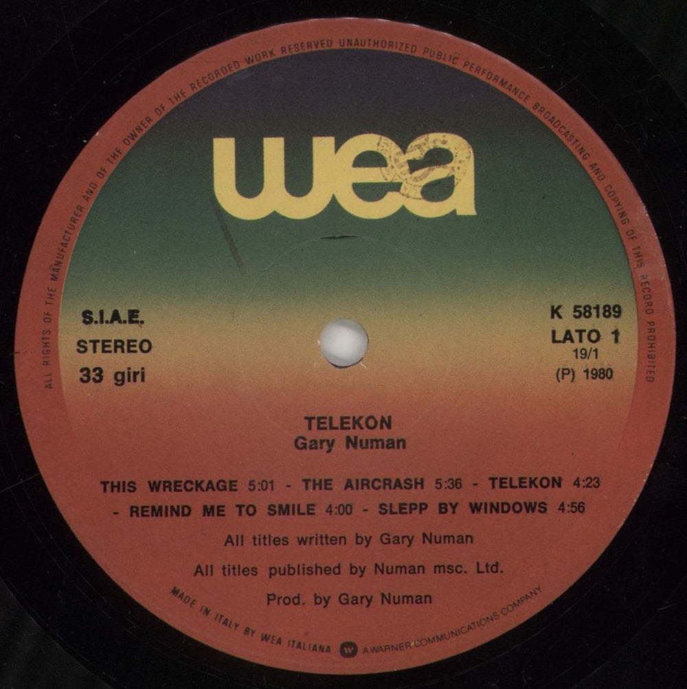 Gary Numan Telekon Italian vinyl LP album (LP record) NUMLPTE817782