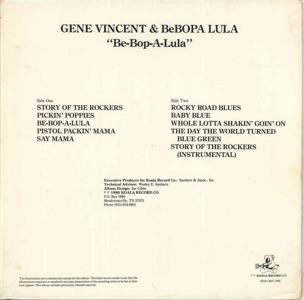 Gene Vincent Be-Bop-A-Lula US vinyl LP album (LP record)