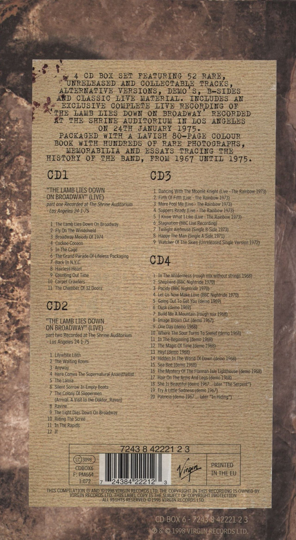 Genesis Genesis Archive 1967-75 UK 4-CD album set 724384222123