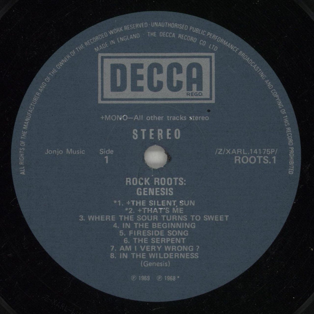 Genesis Rock Roots UK vinyl LP album (LP record) GENLPRO78245