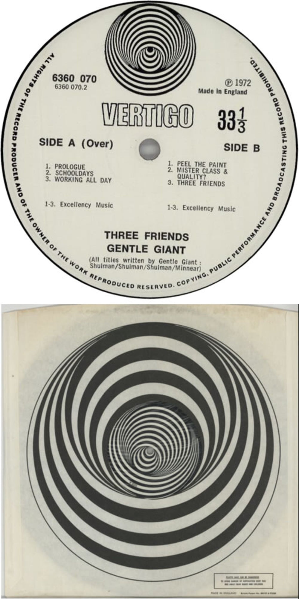 Gentle Giant Three Friends - 2nd UK vinyl LP album (LP record) GTLLPTH610989