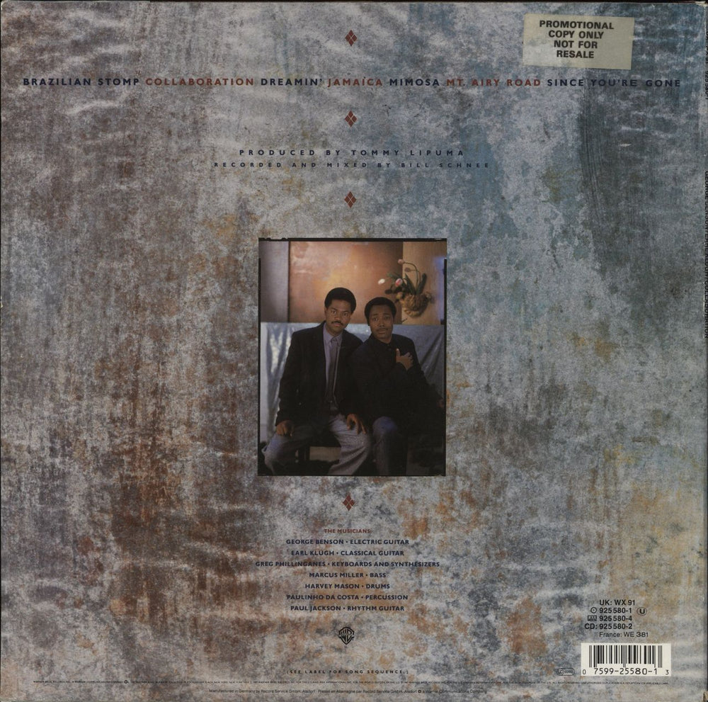 George Benson Collaboration UK vinyl LP album (LP record) 075992558013