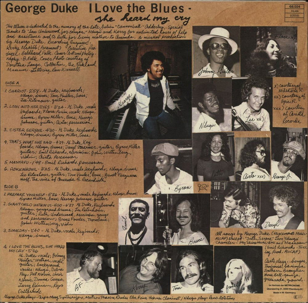 George Duke I Love The Blues, She Heard My Cry German vinyl LP album (LP record)