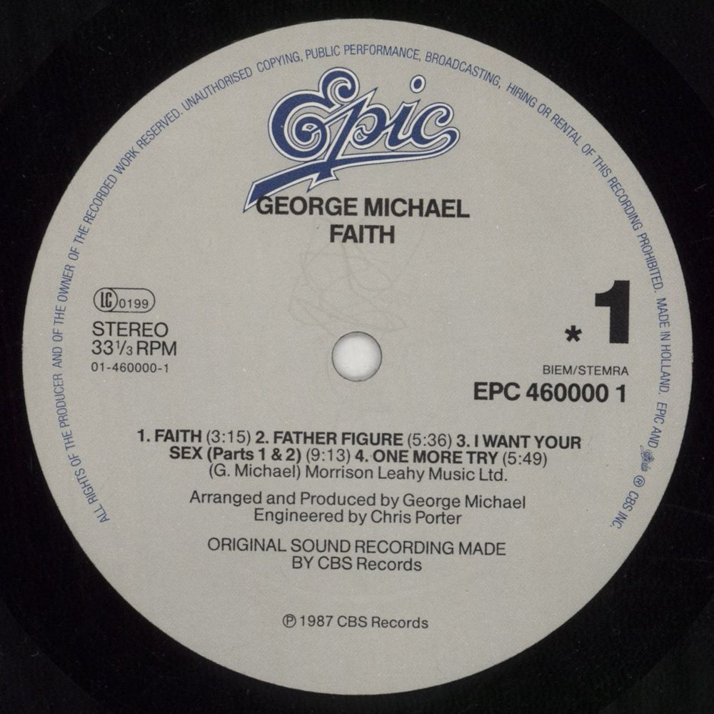 George Michael Faith Dutch vinyl LP album (LP record) GEOLPFA680598