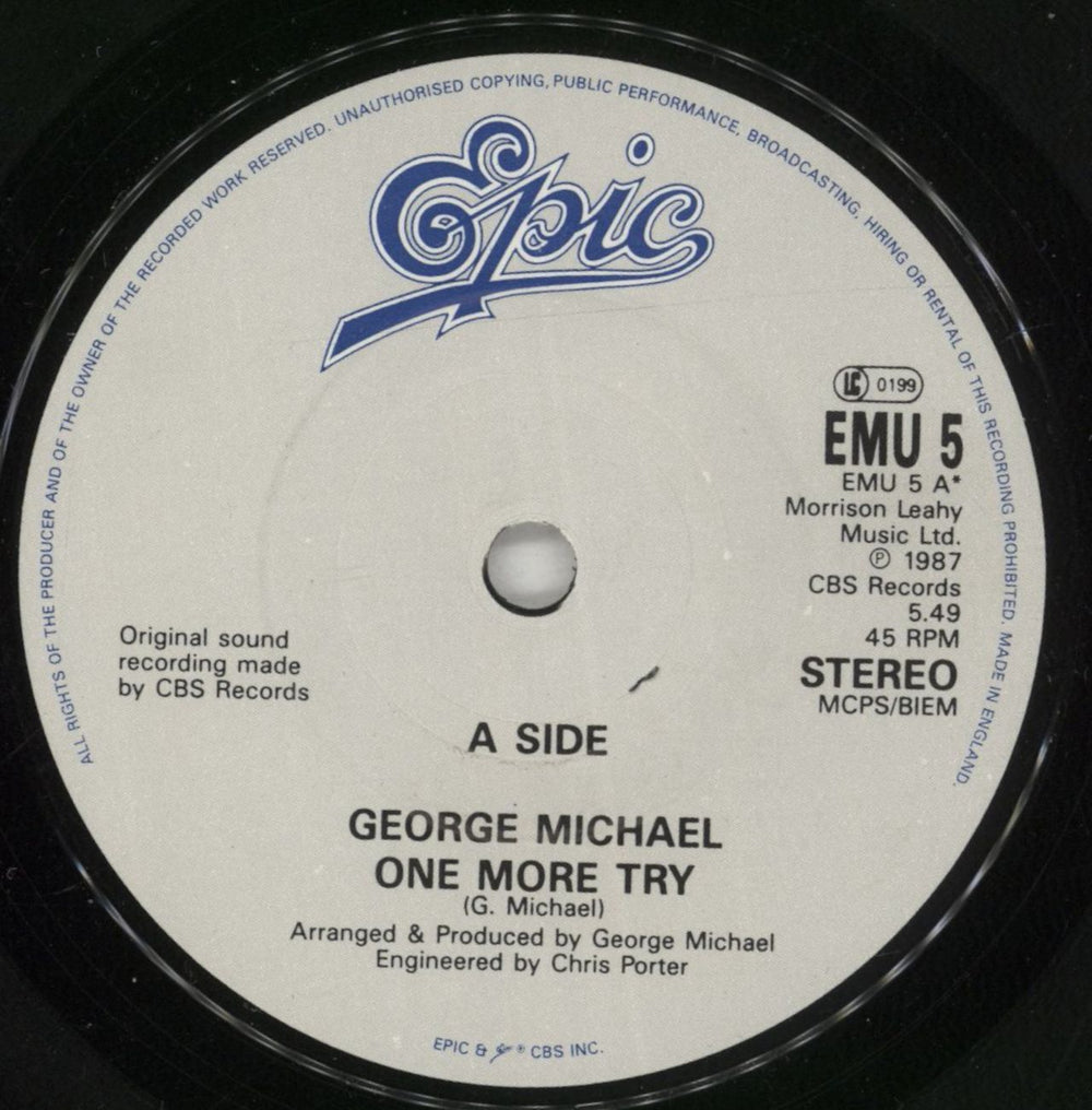 George Michael One More Try UK 7" vinyl single (7 inch record / 45) GEO07ON105571