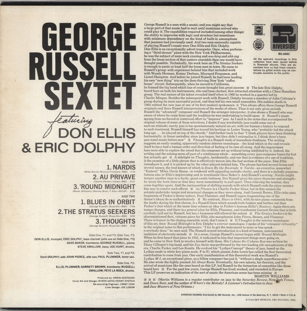 George Russell 1 2 3 4 5 6extet US vinyl LP album (LP record)