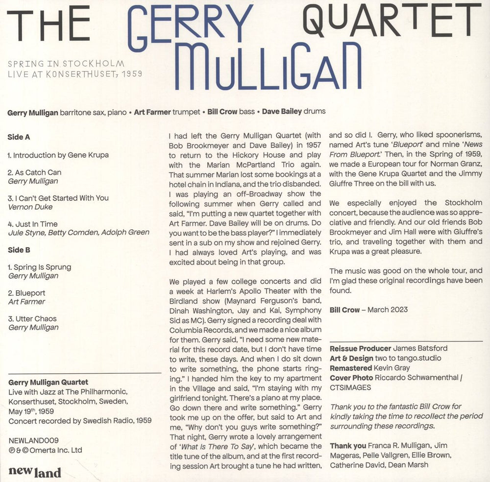 Gerry Mulligan Spring In Stockholm: Live at Konserthuset, 1959 - 180 Gram UK vinyl LP album (LP record) 5051083203975