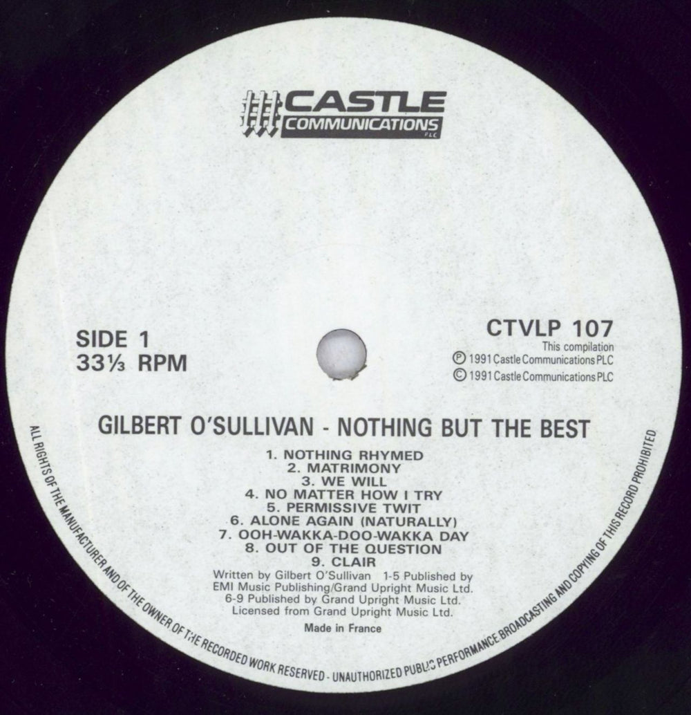 Gilbert O'Sullivan Nothing But The Best UK vinyl LP album (LP record) GOSLPNO847994