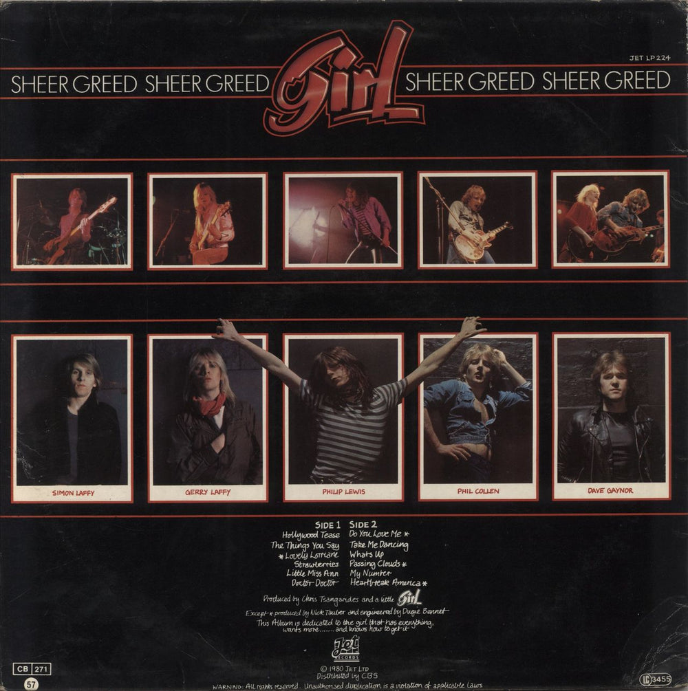 Girl Sheer Greed UK vinyl LP album (LP record)