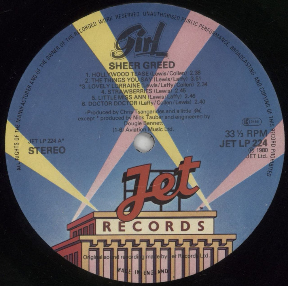 Girl Sheer Greed UK vinyl LP album (LP record) GIRLPSH859389