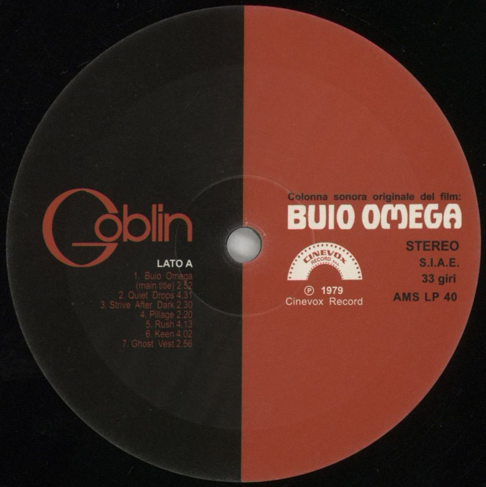 Goblin Buio Omega Italian vinyl LP album (LP record) GB9LPBU851595