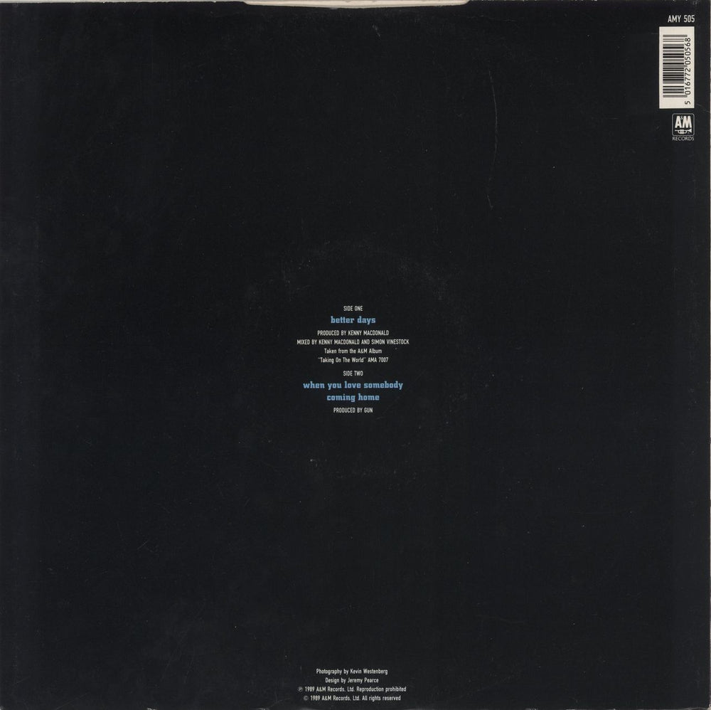 Gun (80s) Better Days UK 12" vinyl single (12 inch record / Maxi-single) 5016772050568
