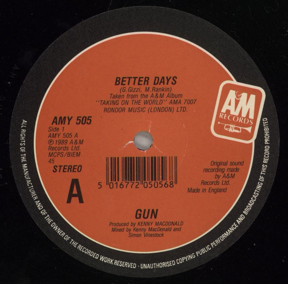 Gun (80s) Better Days UK 12" vinyl single (12 inch record / Maxi-single) GUN12BE52606