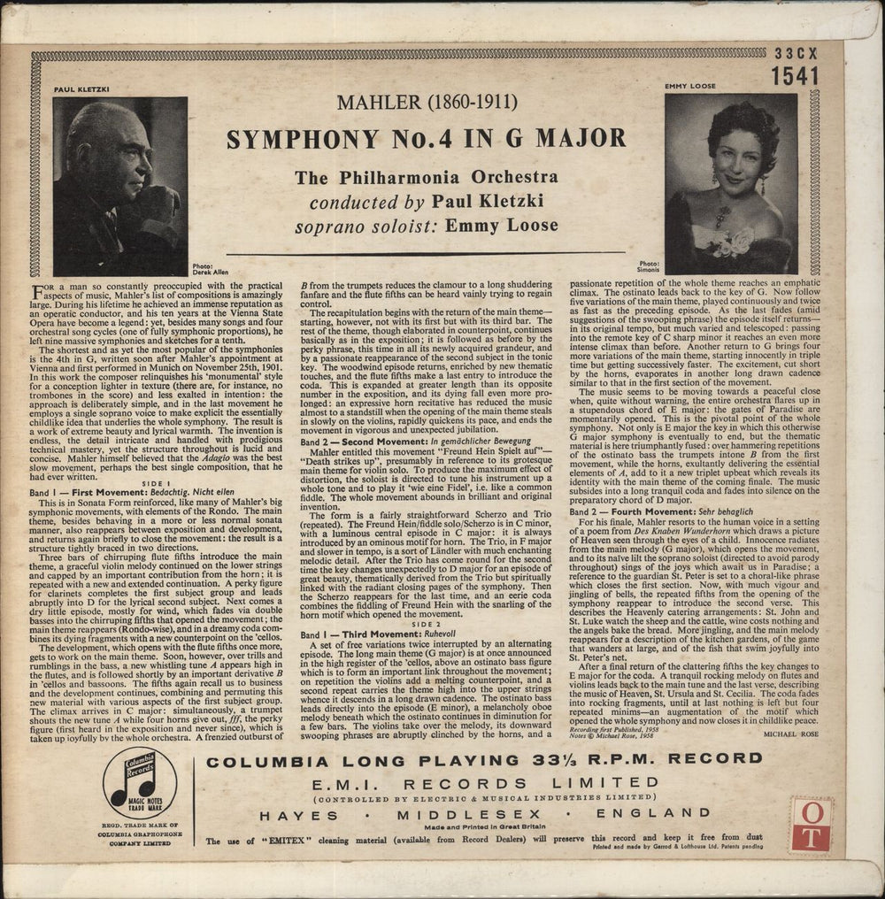 Gustav Mahler Mahler: Symphony N° 4 UK vinyl LP album (LP record)