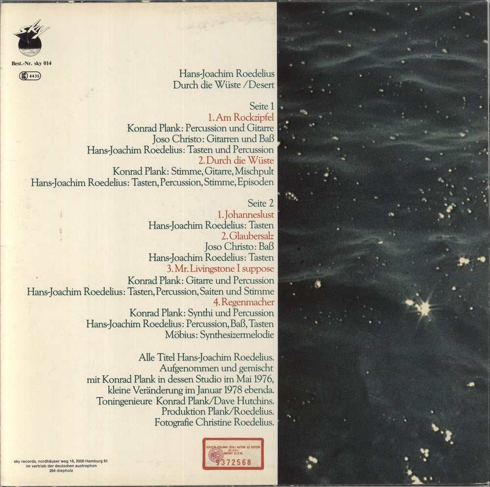 Hans-Joachim Roedelius Durch Die Wüste German vinyl LP album (LP record)