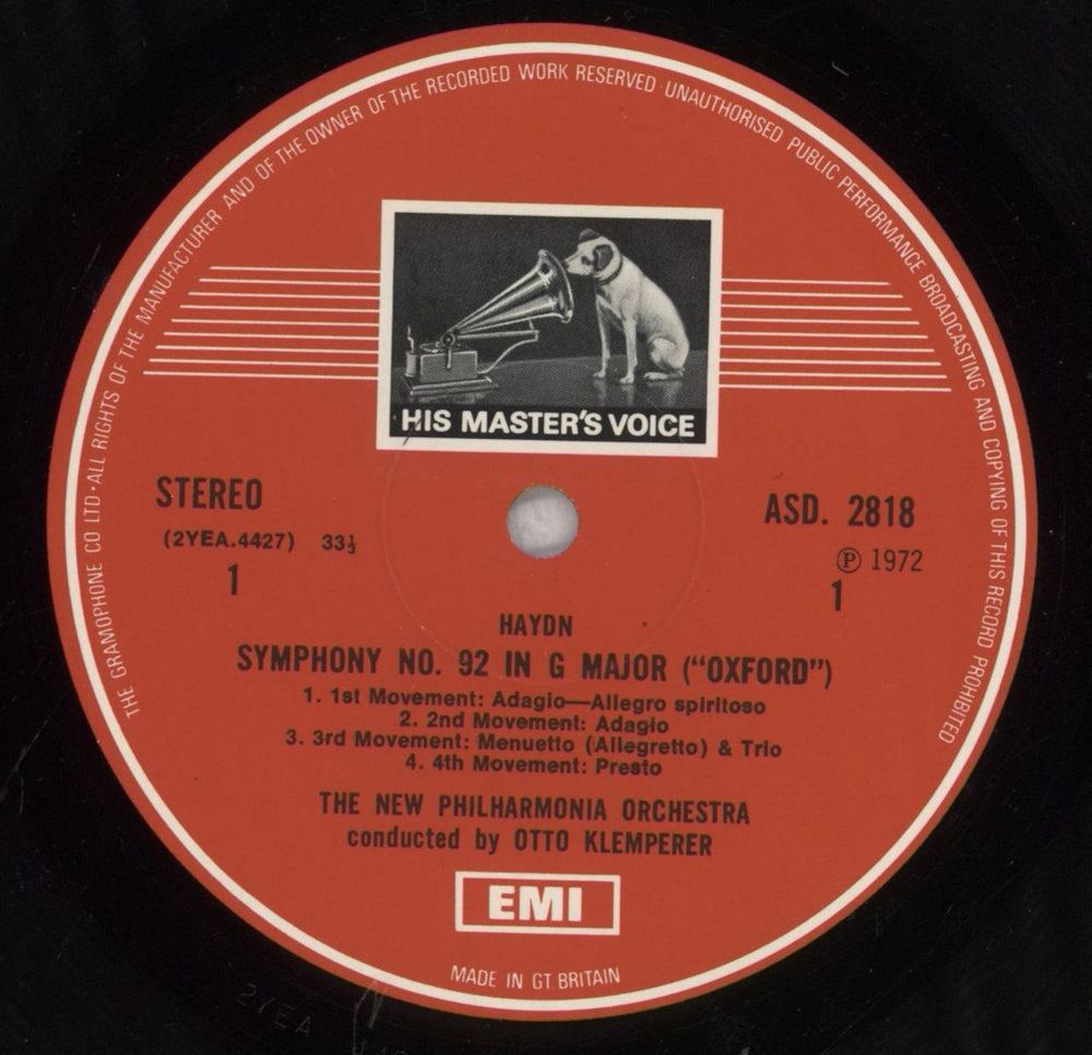 Hayden Haydn Symphonies: Symphony No. 92 In G ("Oxford") - Symphony No. 95 In C Minor UK vinyl LP album (LP record) H10LPHA842020