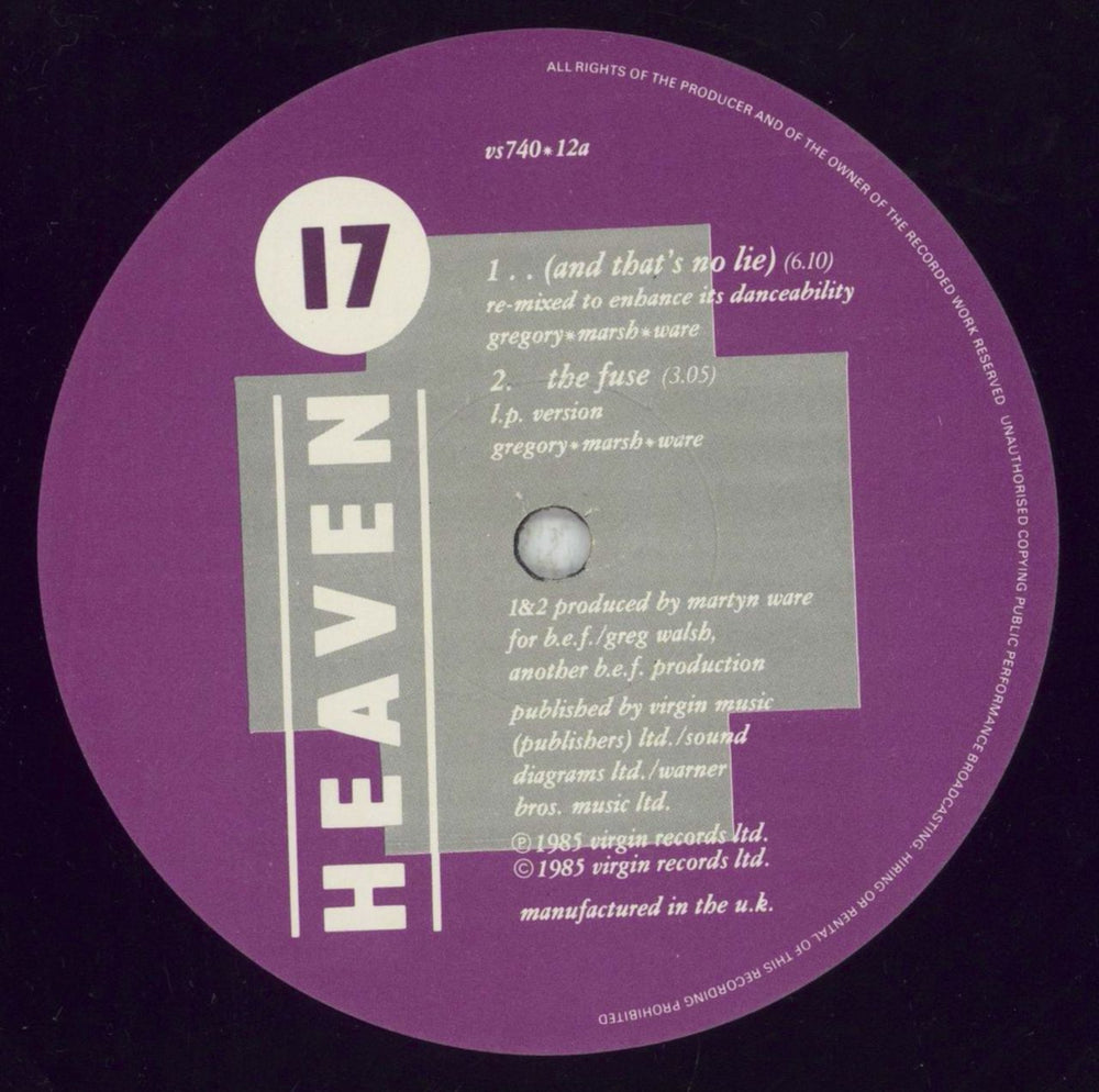 Heaven 17 And That's No Lie - Blue border - Number 3 UK 12" vinyl single (12 inch record / Maxi-single) H1712AN854180