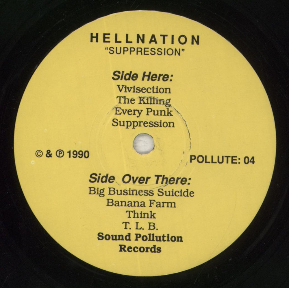 Hellnation Suppression US 7" vinyl single (7 inch record / 45) 7G307SU854031