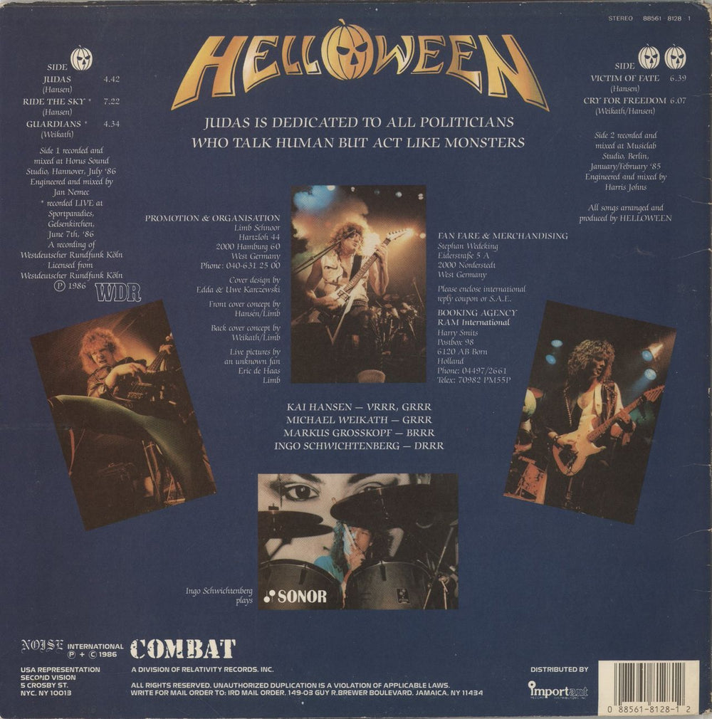 Helloween Judas US 12" vinyl single (12 inch record / Maxi-single) 088561812812