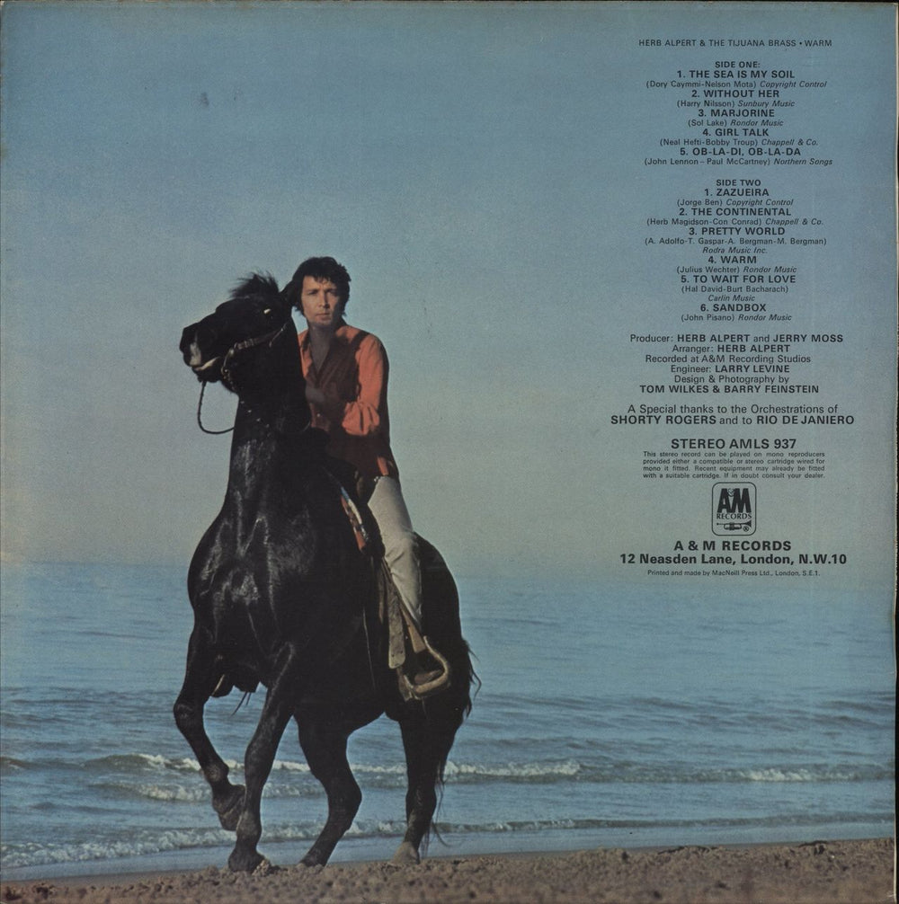Herb Alpert Warm UK vinyl LP album (LP record)