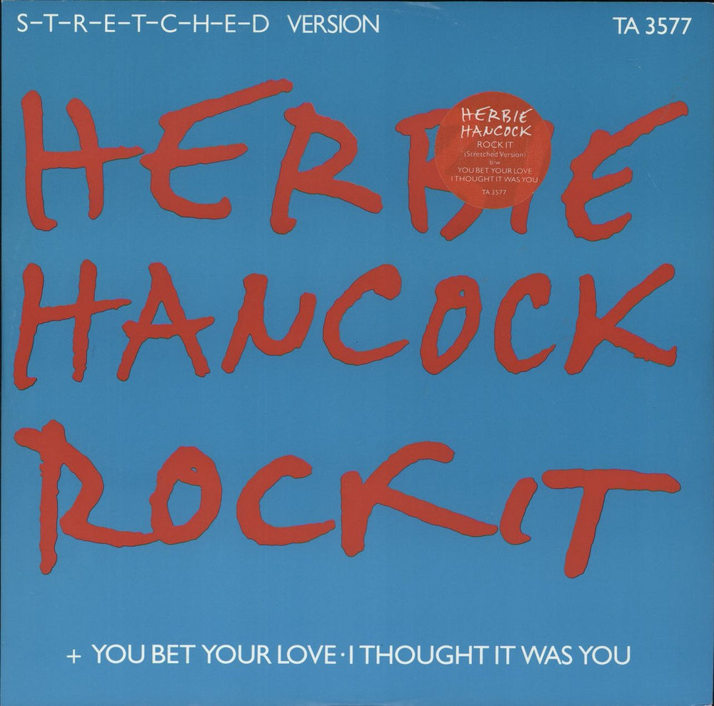 Herbie Hancock Rockit - p/s - Sticker UK 12" vinyl single (12 inch record / Maxi-single) TA3577