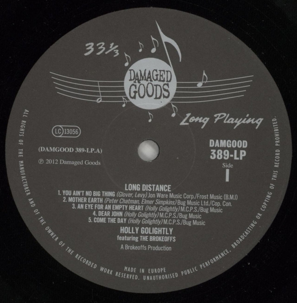 Holly Golightly Long Distance UK vinyl LP album (LP record) HGYLPLO872805