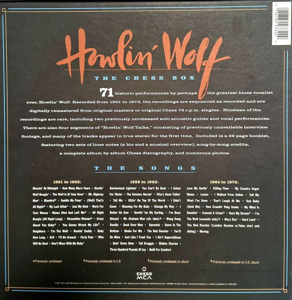 Howlin' Wolf Chess Box - Brown Text US box set