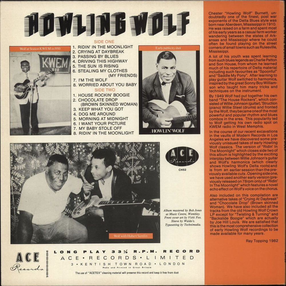 Howlin' Wolf Ridin' In The Moonlight UK vinyl LP album (LP record)