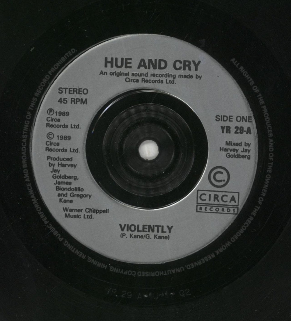 Hue & Cry Violently UK 7" vinyl single (7 inch record / 45) HUE07VI195648