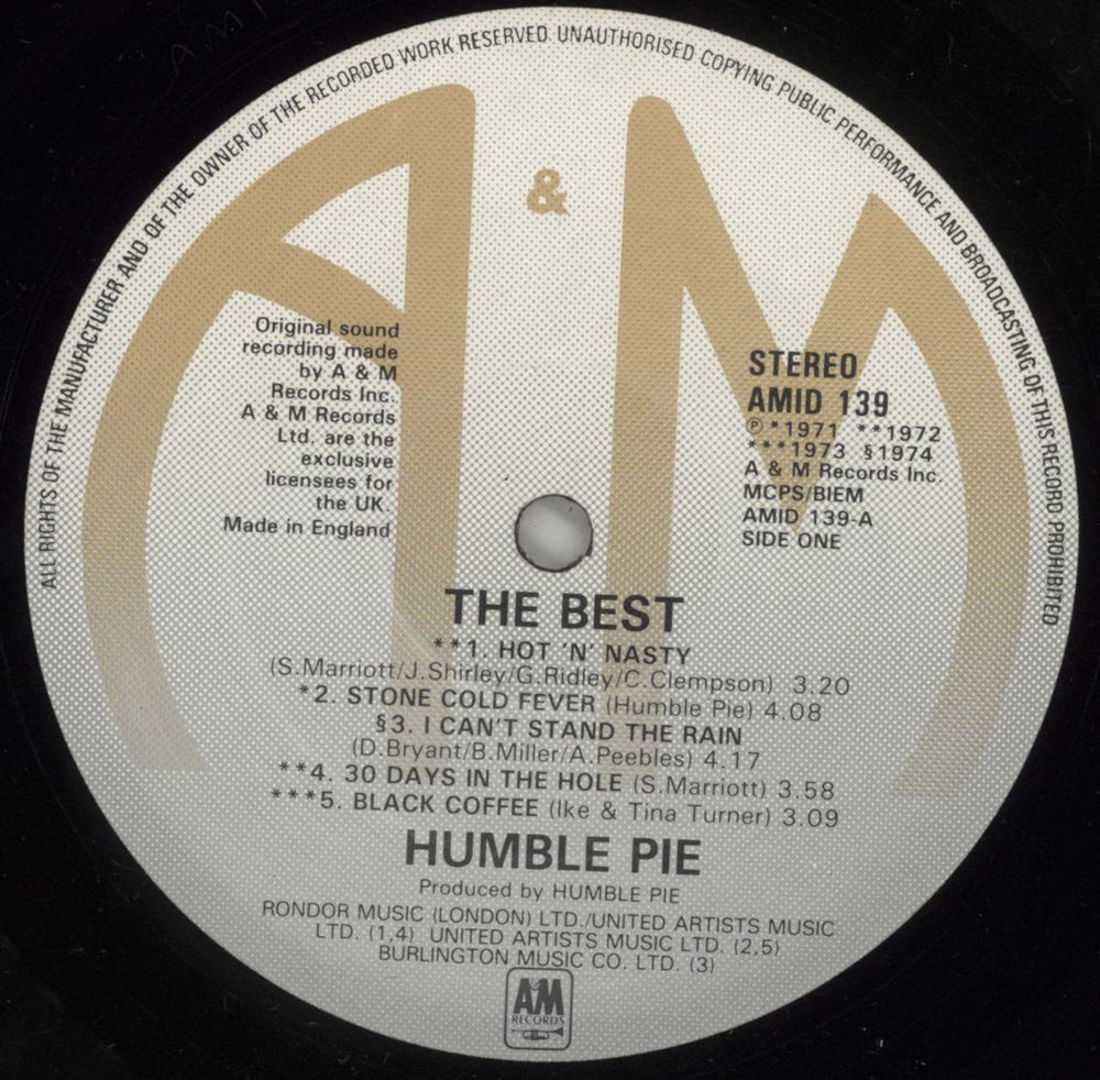 Humble Pie The Best UK vinyl LP album (LP record) HMBLPTH446529