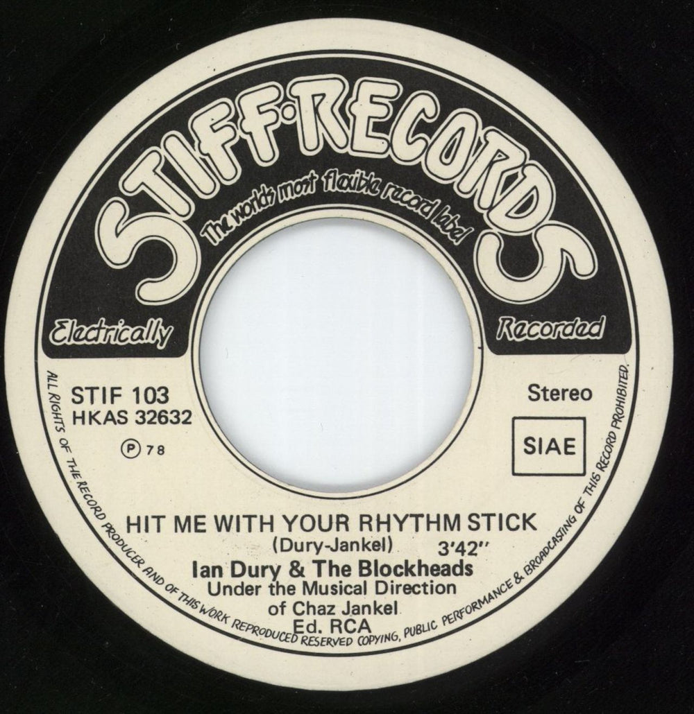 Ian Dury Hit Me Italian 7" vinyl single (7 inch record / 45) IND07HI207954