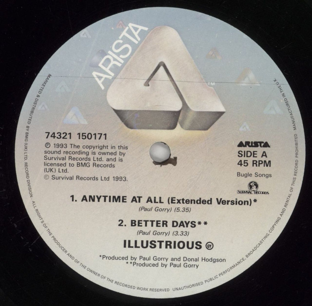 Illustrious GY. Any Time At All - Promo Stickered UK Promo 12" vinyl single (12 inch record / Maxi-single) 89912AN862685