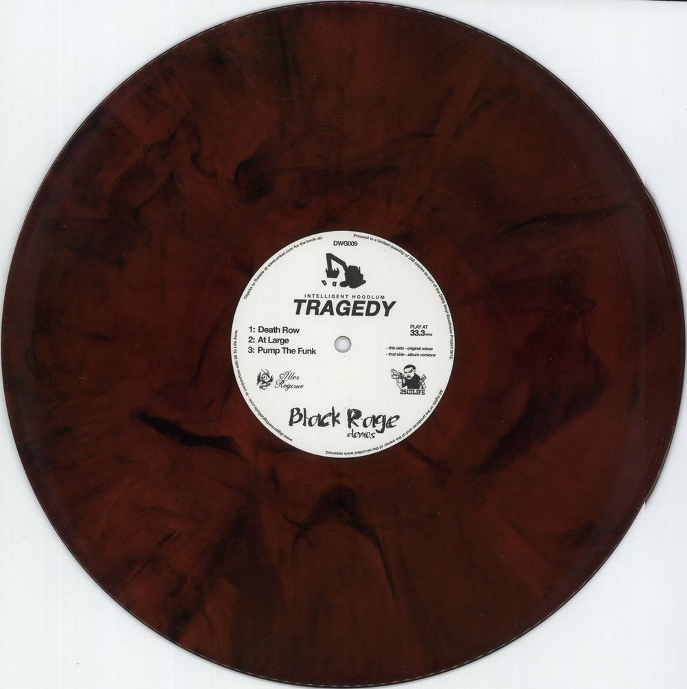 Intelligent Hoodlum Tragedy - Black Rage Demos - Red Marbled Vinyl - Autographed UK 12" vinyl single (12 inch record / Maxi-single) IBF12TR880234