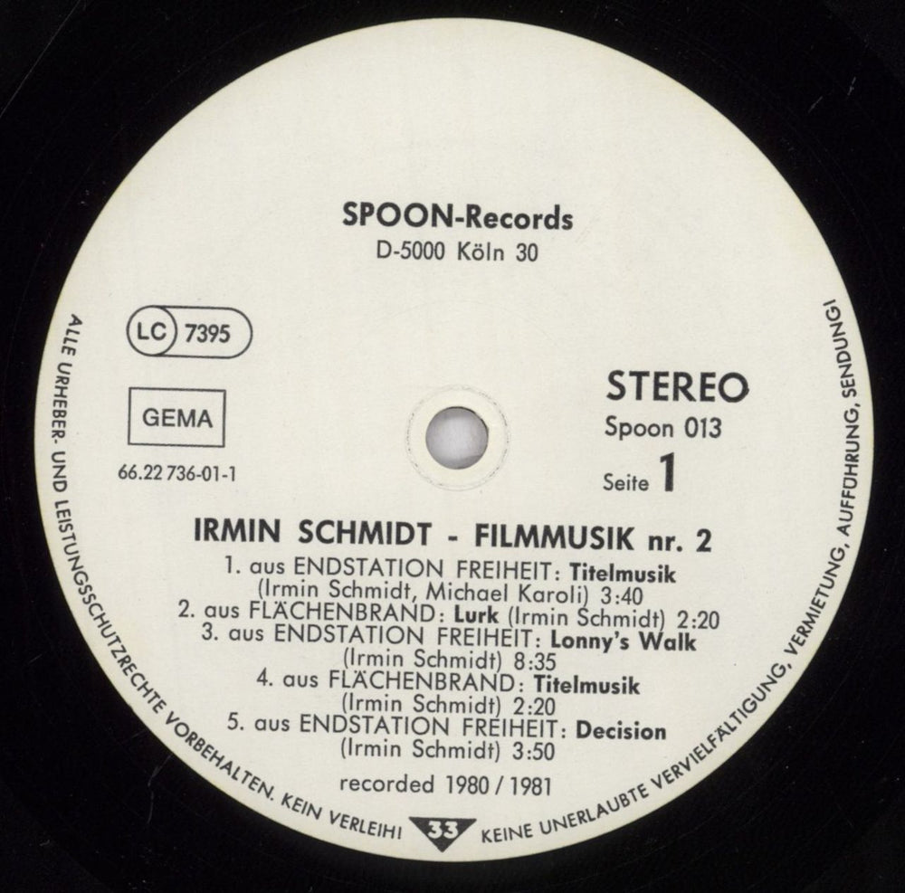 Irmin Schmidt Filmmusik Vol.2 German vinyl LP album (LP record) IBJLPFI834724