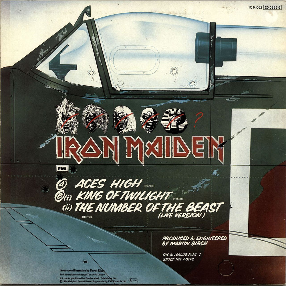 Iron Maiden Aces High - EX German 12" vinyl single (12 inch record / Maxi-single)