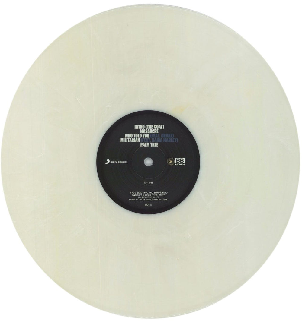 J Hus Beautiful And Brutal Yard - White Vinyl UK 2-LP vinyl record set (Double LP Album) 4WC2LBE862465